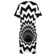 thumbnail image 4 of Vestido de novia con bolsillos sueltos, diseño de chevron óptico y negro (negro/blanco), vestido de verano para uso diario., 4 of 6