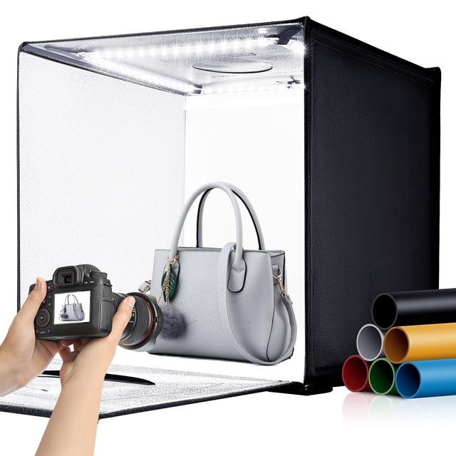 Fasonic 24"x24" Photo Studio Light Box for Photography, Foldable Bi-Color Dimmable Shooting Tent Kit with 240 LED Lights, 3000-6500K Lighting Booth,