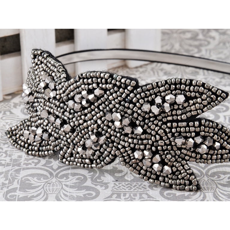 1920s Black Beaded Leaf Flapper Headband - Walmart.com display picture 1