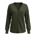 thumbnail image 5 of Edvintorg Fall Sweaters for Women V Neck Long Sleeve Casual Pullover Knit Sweater Winter Women Clothing Army Green XL, 5 of 6
