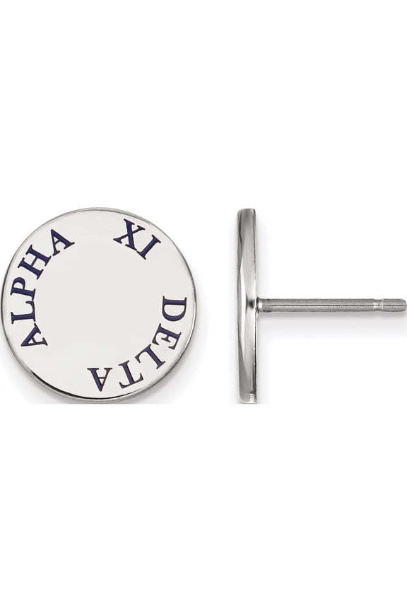 Sterling Silver Rh-Plated Logoart Alpha Xi Delta Enameled Post Earrings (12 X 12) Made In United States ss020axd