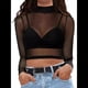 thumbnail image 2 of Tops de de Larga para Mujer, Camisetas Transparentes, Blusa de Encaje para Fiestas y Clubes Nocturnos Cuello Medio Negro M, 2 of 10