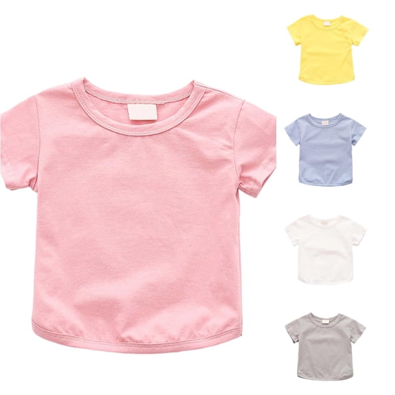 WhouRiu Boys Girls Solid Color Basic Tees Kids Unisex Short Sleeve Crew Neck Tshirt Comfortable Cute Casual Summer T Shirts,3-4 Years