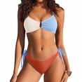 thumbnail image 2 of NMMUED Womens 2 Piece Bikini Sets Cheeky High Cut Bathing Suit Color Block Textured U-wire Swimsuits 2026 Beige L, 2 of 4