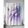 thumbnail image 5 of Oil Painting Shower Curtain, Art Purple Lavender Butterfly Waterproof Shower Curtain Set with 12 Hooks Lightweight Washable Fabric Shower Curtains for Bathroom 36x72 Inches, 5 of 6