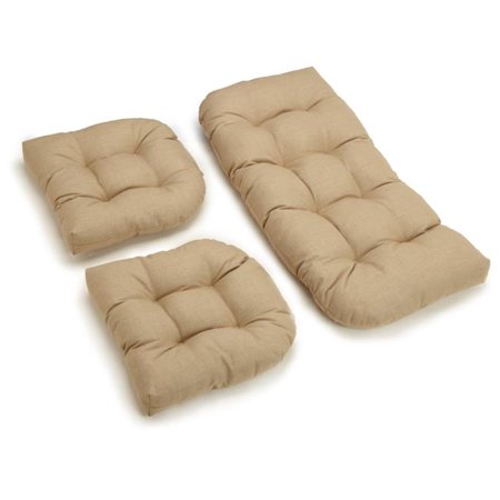 

U-Shaped Solid Spun Polyester Tufted Settee Cushion Set Sandstone - Set of 3