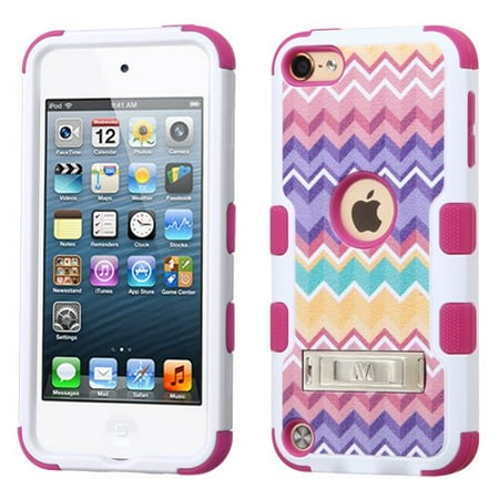 My Turtle Heavy Duty Ipod 5 Cases Apple iPod Touch 6th, 5th Generation Case - Wydan TUFF Hybrid Hard Shockproof Case Kickstand Protective Heavy Duty Impact Skin Cover Pink Purple Chevron ()
