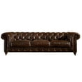thumbnail image 3 of Pemberly Row Top Grain Leather Chesterfield 95" Leather Sofa in Brown Finish, 3 of 4