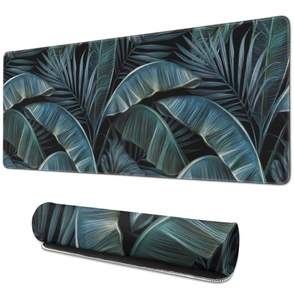 Boost Your Gaming Experience with Ultra Large Mouse Pad: XXL Gaming Mousepad, Green Tropical Leaves Design, Large Extended Desk Pad Perfect for Keyboard, Laptop & Computer - 31.5x11.8 Inch