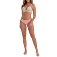thumbnail image 2 of INSPIRE CHIC Women's Lace Low Rise Butt-Lifting Ribbed Briefs Comfortable Breathable Panties XL Light Red, 2 of 4
