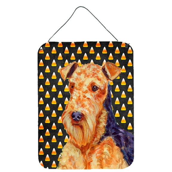 Airedale Candy Corn Halloween Portrait Wall or Door Hanging Prints