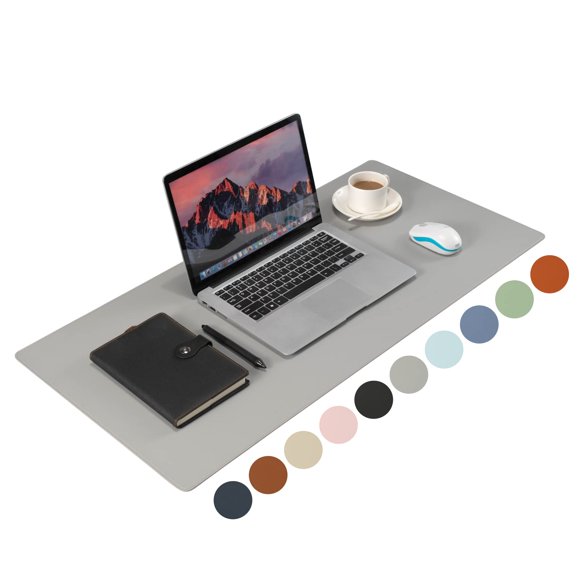 Alfombrilla de escritorio Wolaile de cuero PU 91 x 43 cm impermeable gris