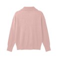 thumbnail image 5 of XIAONU Solid Shawl Collar Ribbed Knit Sweater For Women Loose Long Sleeve Daily Pullover Shirts, 5 of 5