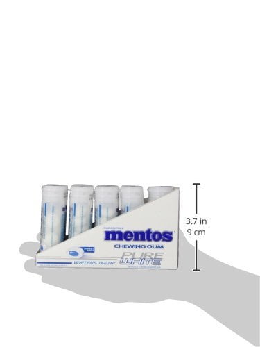 Mentos Gum Pocket Bottle, Pure White Sweet Mint, 1.06 Ounce Pack of 10