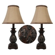 Set of 2 - 19"H Traditional Dark Bronze Small Table Lamp Bedside Lamps Set
