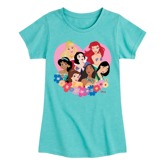 Disney - Princess Heart Group - Youth Girls Fitted Short Sleeve T-Shirt