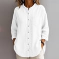 thumbnail image 2 of VBVC Women's Linen Cotton Button Down Shirt , Long Sleeve Loose Tunic Top For Women , Ladies' Lightweight Casual Blouse with Pockets,White,S-3XL, 2 of 7