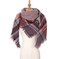 thumbnail image 2 of Clearance! Baberdicy Womens Fall Winter Scarves Classic Fringe Plaid Scarf Warm Large Blanket Shawl Scarf Hot Pink, 2 of 4