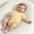 thumbnail image 5 of biudgviw Baby Boy Girl Onesie Romper Infant Plain Oversize T-Shirt Casual Round Neck Short Sleeve Bodysuit Cotton Summer Clothes(Yellow,12-18 Months), 5 of 6