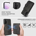 thumbnail image 4 of Decase for Samsung Galaxy S21 Flip PU Leather Back Cover with 2-in-1 Detachable Magnetic Wallet with 5 Card Slots Compatible Mag-Safe and RFlD Blocking Kickstand and Wireless Charging,Black, 4 of 5