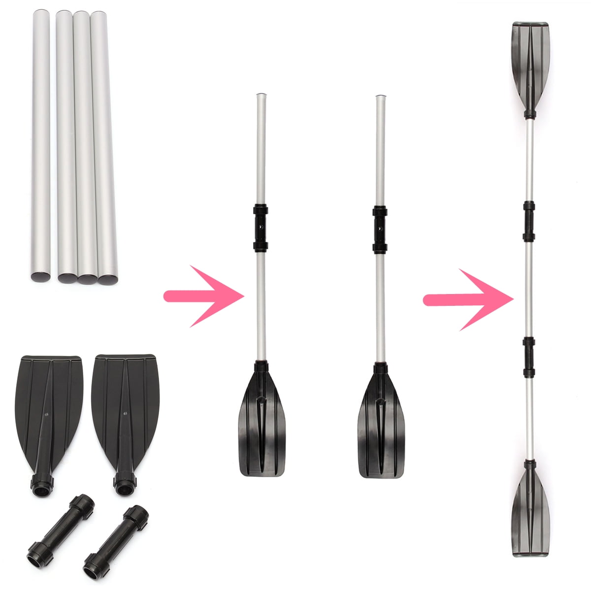 2Pcs Aluminum Alloy Kayak Paddles Oars Boat Detachable Afloat Rafting