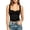 Black, variant on Women's Tank Top Sweetheart Neckline Square Neck Ruched Bust Form-Fitting Sleeveless Cami Slim Fit Cropped Blouse for Everyday Wear