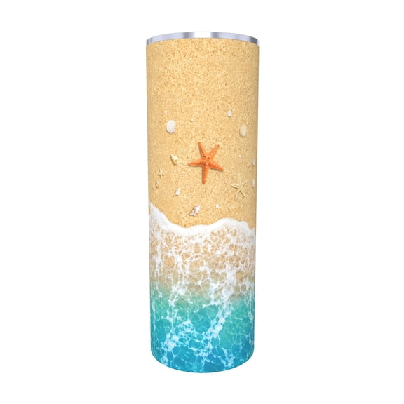 20oz Beach Ocean Tumbler with Handle and Straw Stainless Steel Insulated Travel Coffee Cup Summer Vacation Gift with Straw