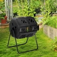 thumbnail image 7 of WYDK 43 Gallon Compost Bin Outdoor Tumbling Composting Bins Compost Tumbler Bucket Trash Can w/Dual Chamber Sliding Doors for Garden Patio,Black Door, 7 of 7