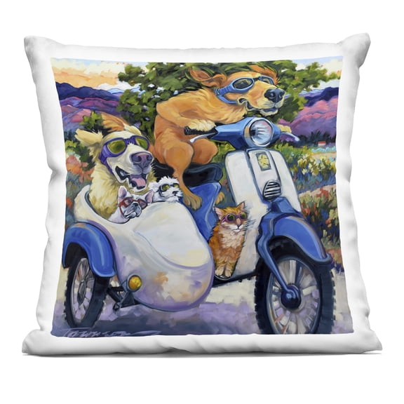 Stupell Industries All Doggled Up Sidecar Decorative Printed Throw Pillow, design by CR Townsend, 18 x 7 x 18