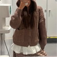 thumbnail image 2 of Hooded Cardigan Sweaters for Women Long Sleeve Button Down Knit Sweater Coat Outwear With Pockets, 2 of 5