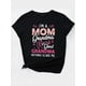 thumbnail image 2 of Camiseta informal de mujer negra con estampado floral y letras, cuello redondo, manga corta, algodón (lavable a máquina), romántica, estampado de lazo, top deportivo de ocio., 2 of 7