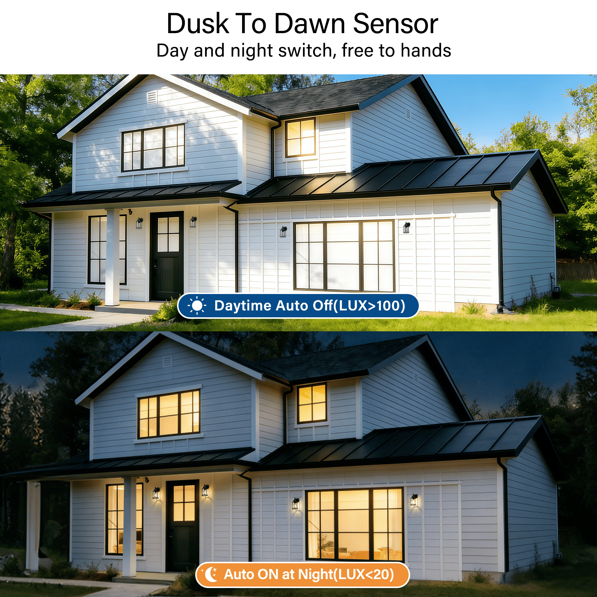 Dusk to Dawn Outdoor Wall Sconce Light Fixture 2 Pack, Waterproof Black Porch Light, Hardwired Exterior Wall Mount Lantern for Garage Entryway Patio