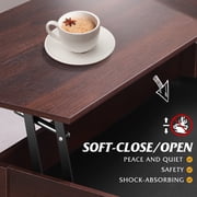 GALAXHERO Coffee Table, 39 Lift Top Coffee Table with Hidden Compartment, Storage Drawers and Storage Shelf for Living Room, Reception Room, Espresso