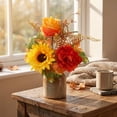 thumbnail image 7 of SLYNSHome Artificial Fall Flower Bouquet, Faux Sunflower Rose for Thanksgiving Decor, Autumn Harvest Floral Arrangement, Fake Plant for Vase Table Centerpiece, 7 of 7