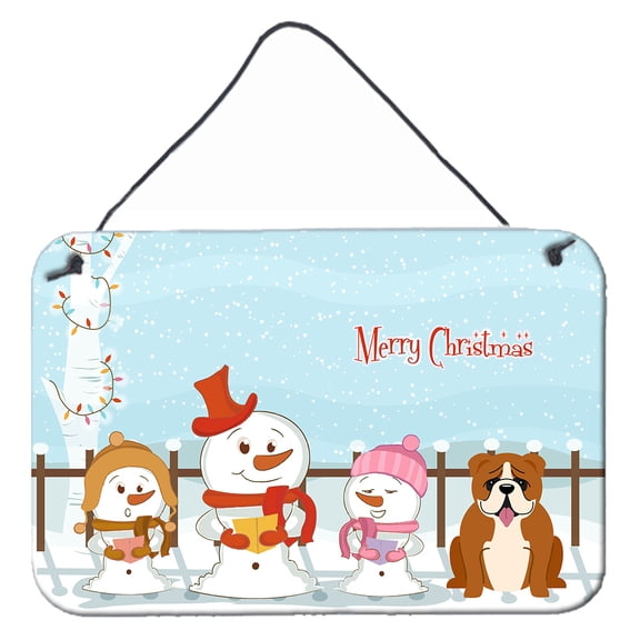 Carolines Treasures BB2451DS812 Merry Christmas Carolers English Bulldog Red White Wall or Door Hanging Prints 8x12
