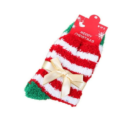 

LINGJIA Women s Girls Christmas Fluffy Socks Ankle-High Warm Stockings Winter Xmas Gifts