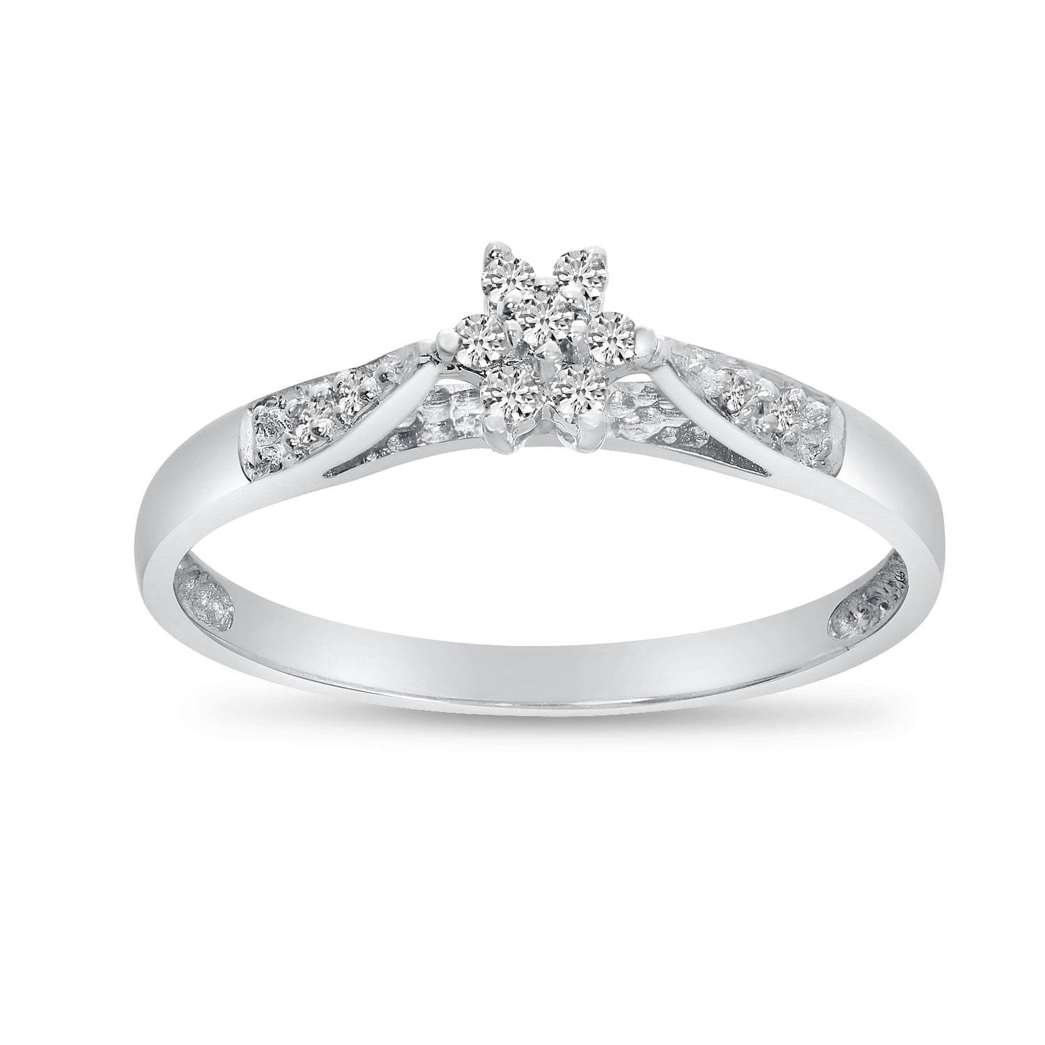Direct-Jewelry - 10K White Gold Diamond Cluster Ring - Walmart.com ...