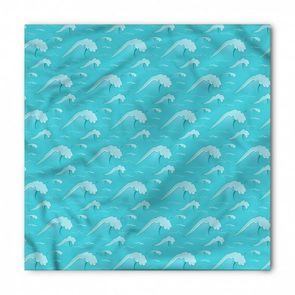 Teal Bandana, Japanese Ocean Cartoon, Unisex Head and Neck Tie, by Ambesonne