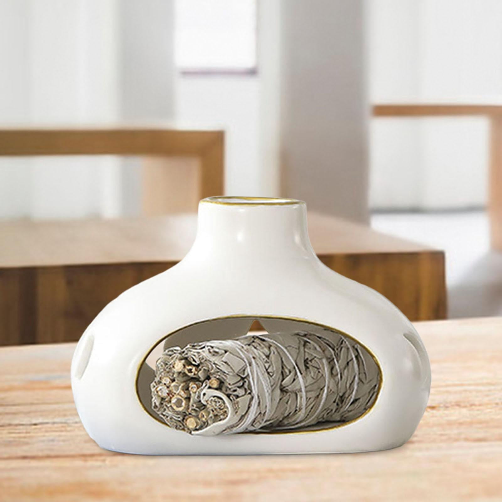 WLPZXP Palo Santo Holder Ceramic Incense Burner Holder Practical Table Centerpiece Cone White
