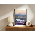 thumbnail image 2 of Heather and Moss Hill Landscape Poster Purple Flower Meadow Lake Nature Print Peaceful Sunset Scenery Wall Art Botanical Illustration, 2 of 3