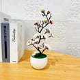 thumbnail image 2 of Soumake Simulation Bonsai Realistic Anti Fade Faux Silk Flower Nice-Looking Fake Plum Blossom Flower Plant For Home Household, 2 of 8