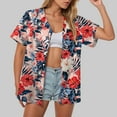thumbnail image 2 of TTUHYWXI Hawaiian Shirts for Women Tropical Shirt Summer Beach Hawaii Button Down Short Sleeve Blouses Floral Tops Hawaii Outfits 2025 ( Red, XL), 2 of 5