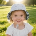 thumbnail image 2 of dmqupv Beach Bucket Hats for Kids Baby Sun Hat Toddler Boy Bucket Hat Kids Summer Beach Hat Wide Brim Sun Protection Hat White,3-6 Months, 2 of 6