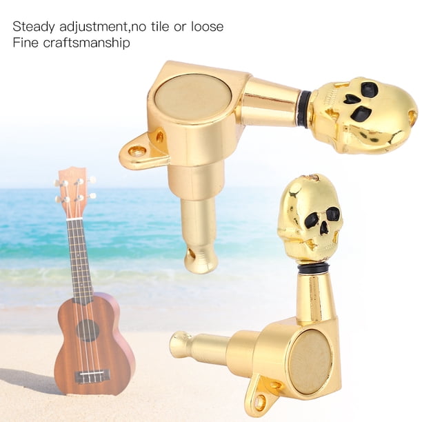 Ukelele 4 Uds. Clavija De Afinación Con Forma De Calavera Dorada, Cabezal De Máquina Para Ukelele, Llave Afinadora De Cuerdas