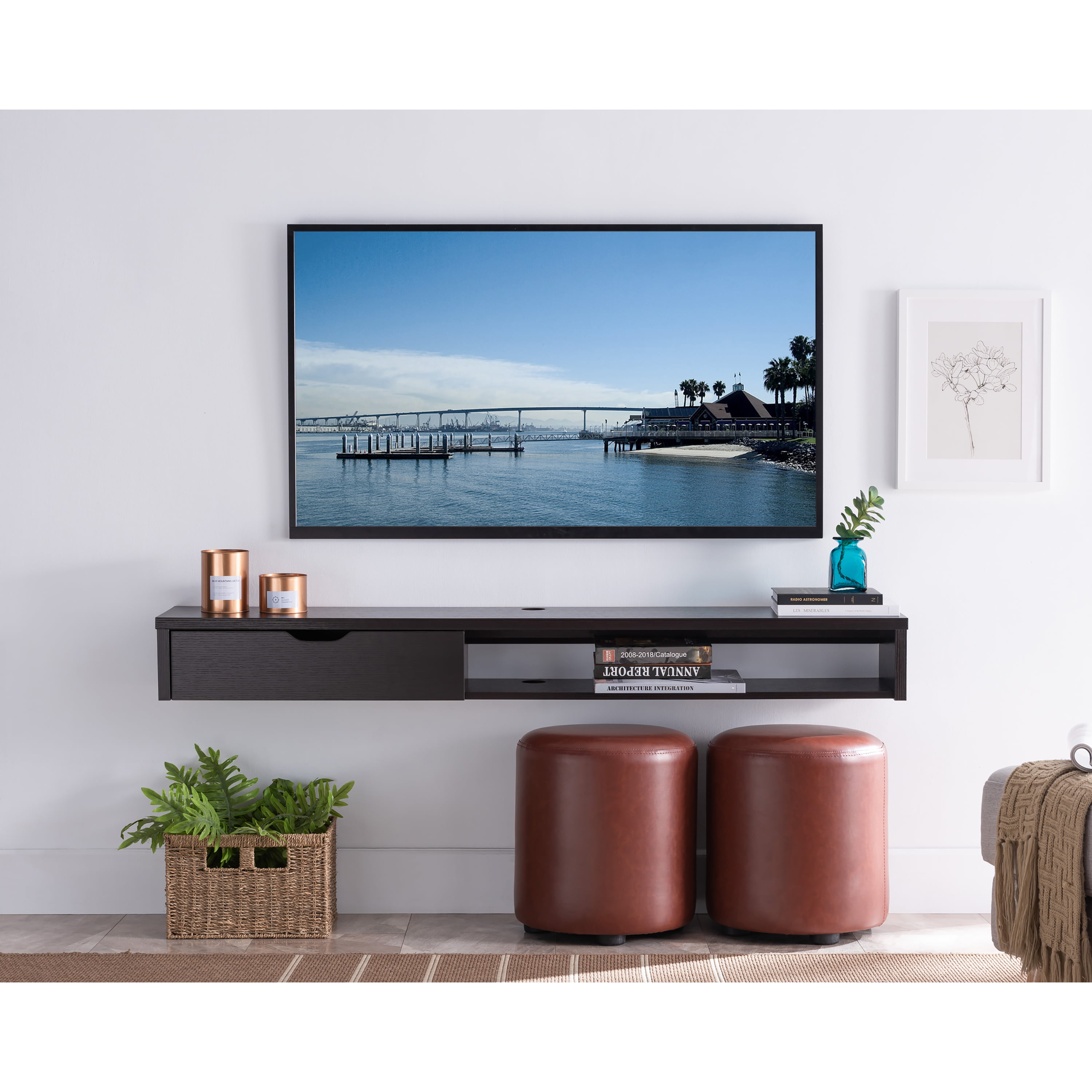 Furniture of America Eponine Multi Storage Floating  TV  