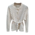 thumbnail image 3 of Cardigan Sweaters for Women Long Sleeve Button Waist Tie Crochet Knitted Sweater Jacket Coat Womens Cardigan Sweaters, 3 of 6