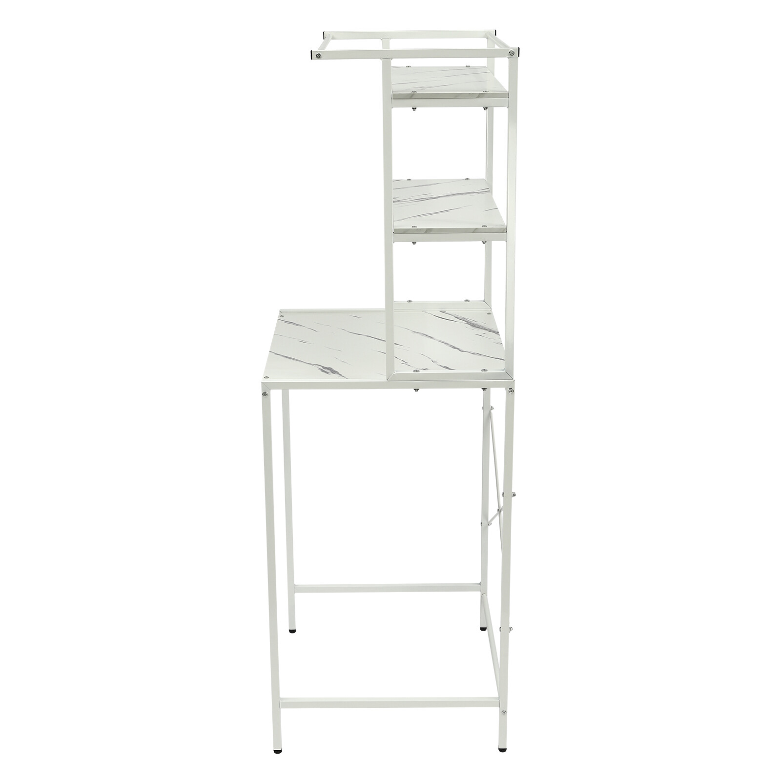 Over The Washer and Dryer Storage Shelf, 3-Tier Bathroom Room Shelf Storage Utility Rack Over The Toilet Washer Dryer Heavy Duty Laundry Room Organizer Bathroom Space Saving Organizer (White+Marble)