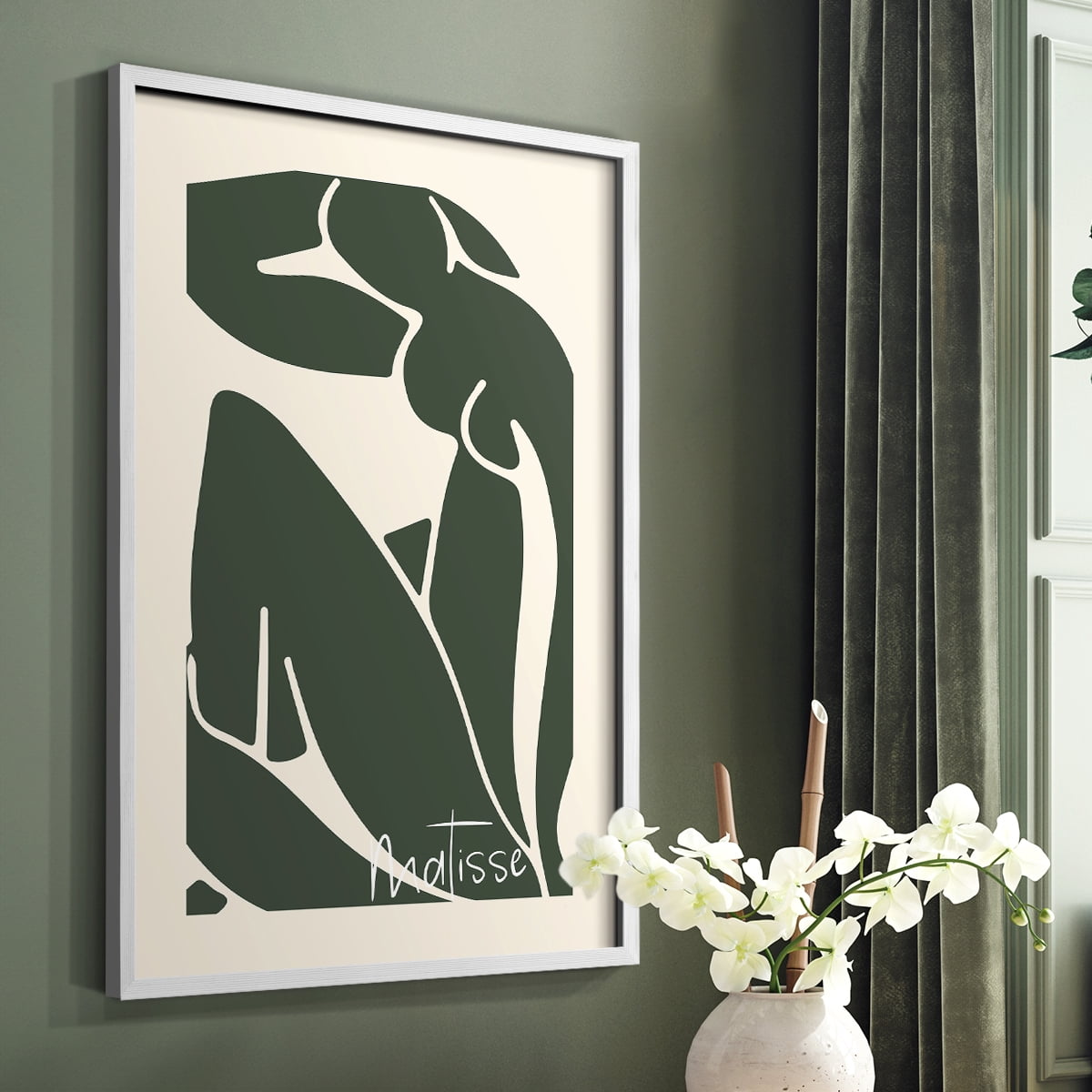 Matisse CCCVII in White Solid Wood 11 x 14 Framed Print