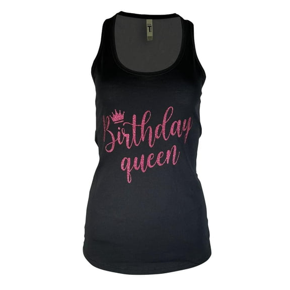 MISS POPULAR Birthday Tank Top for Women with Chest Print| Glitter Birthday Girl, Queen, Squad, Its My Birthday | Sizes S-3XL (US, Alpha, Small, Regular, Regular, Birthday Queen - Rose Gold)