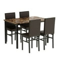 thumbnail image 3 of AWQM Modern 5-Piece Dining Table Set, Artificial Marble Dining Table. With 4 chairs in PU leather for use in the kitchen and living room, brown, 3 of 11